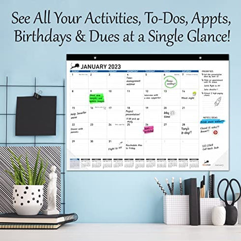 Desk Calendar 17x12 – Monthly Planning Desk Pad & Wall Calendar for Home, School and Office, Big Ink Bleed Resistance Thick Paper Desktop Teacher Calendar Planner