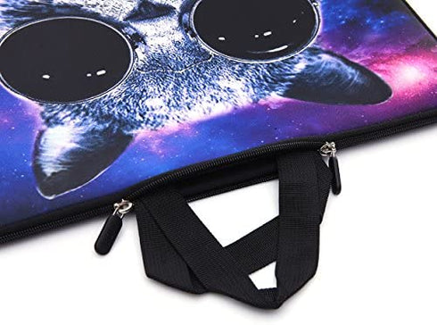 13.3-Inch to 14-Inch Laptop Sleeve Case Neoprene Carrying Bag with Hidden Handles for MacBook/Notebook/Ultrabook/Chromebooks (Blue cat)