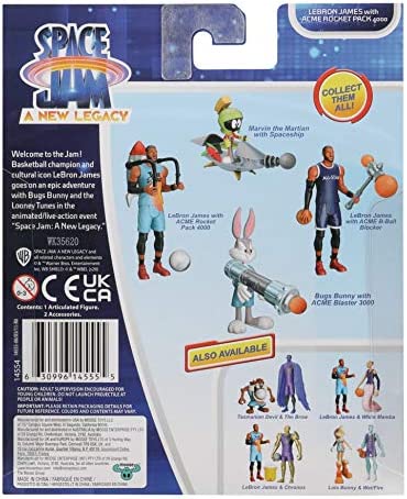 Moose Toys Space Jam: A New Legacy - Baller Action Figure - 5" Lebron James with Acme B-Ball Blocker