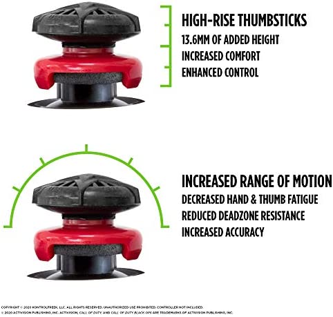 KontrolFreek Call of Duty: Black Ops Cold War Performance Thumbsticks for Xbox One and Xbox Series X | 2 High-Rise, Convex | Black/Red