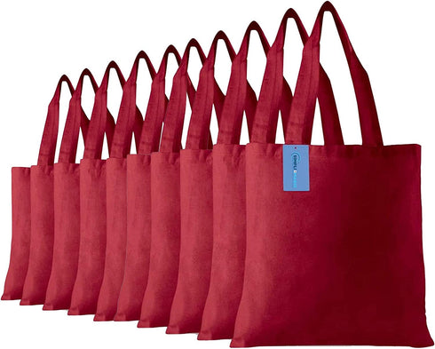 Simpli-Magic 79270 Canvas Tote Bags for Crafts, Shopping, Groceries, Books, Beach, Diaper Bag & Much More, 12 Pack, 13?x15?, Red, 12 Count