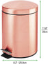 mDesign Modern 1.3 Gallon Round Small Metal Step Trash Can Wastebasket, Garbage Container Bin - for Bathroom, Powder Room, Bedroom, Kitchen, Craft Room, Office - Removable Liner Bucket - Rose Gold