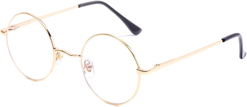 AZorb Blue Light Blocking Glasses for Women Men Retro Round Metal Frame Eyeglasses (Gold)