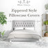 White Classic Luxury Hotel Collection Zippered Style Pillow Cover, 200 Thread Count, Soft Quiet Zippered Pillow Protectors, Standard Size, Set of 2