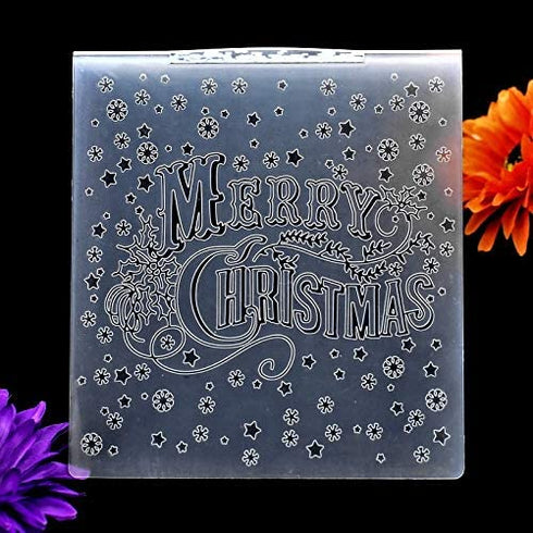 Kwan Crafts Merry Christmas Snowflake Star Plastic Embossing Folders for Card Making Scrapbooking and Other Paper Crafts, 15x15cm