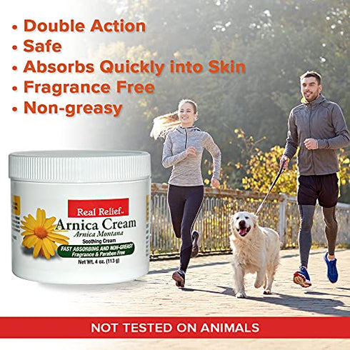 Real Relief Arnica Cream 4 oz Soothing Cream (Pack of 1)