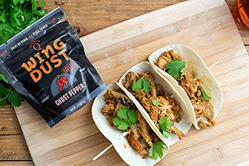 Kosmos Q Ghost Pepper Wing Dust - 5 Oz Bag for Hot Wings, Popcorn & More - Dry BBQ Wings Rub with Hot Ghost Pepper Spice (Ghost Pepper)