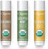 Cliganic USDA Organic Lip Balm Set - 3 Flavors - 100% Natural Moisturizer for Cracked & Dry Lips