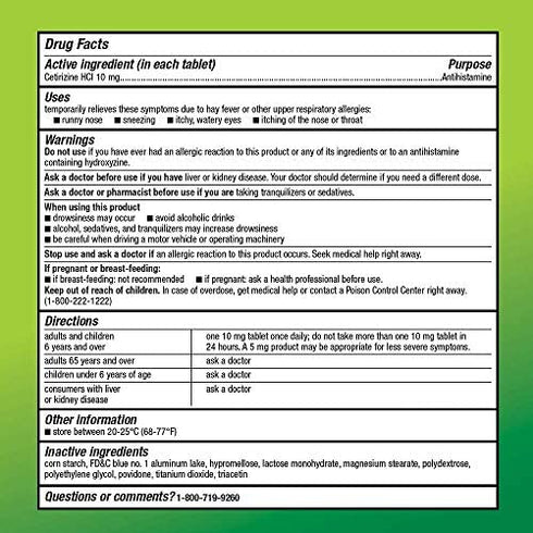 Amazon Basic Care All Day Allergy, Cetirizine Hydrochloride Tablets, 10 mg, Antihistamine, 300 Count