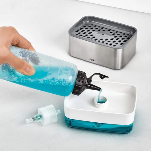OXO Good Grips Stainless Steel Soap Dispensing Sponge Holder - Clear, One Size