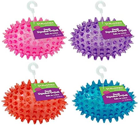 Gnawsome™ 3.5” Spiky Squeaker Football Dog Toy - Small, Cleans Teeth and Promotes Good Dental and Gum Health for Your Pet, Colors will vary