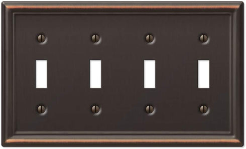 Amerelle 149T4DB Chelsea Wallplate, 4 Toggle, Aged Bronze