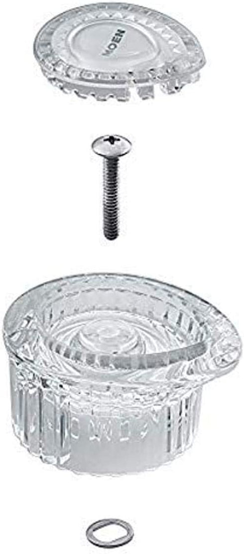 Moen 100710 Posi-Temp One-Handle Tub and Shower Replacement Knob Handle Kit, White and Chrome Knob Insert