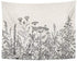 Emvency Tapestry Floral Border Herbs and Wild Flowers Botanical Engraving Style Black and White Home Decor Wall Hanging 60" x 80" Inches Print for Living Room Bedroom Dorm