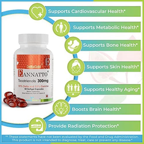 WELLNESS EXTRACT E Annatto Tocotrienols Deltagold 300mg, Vitamin E Tocotrienols Supplements 60 Softgel Capsules, Tocopherol Free, Supports Immune Health & Antioxidant Health (90% Delta & 10% Gamma)