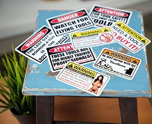 Funny Toolbox Warning Decal Sticker Tool Box Pack Set - by 215 Decals