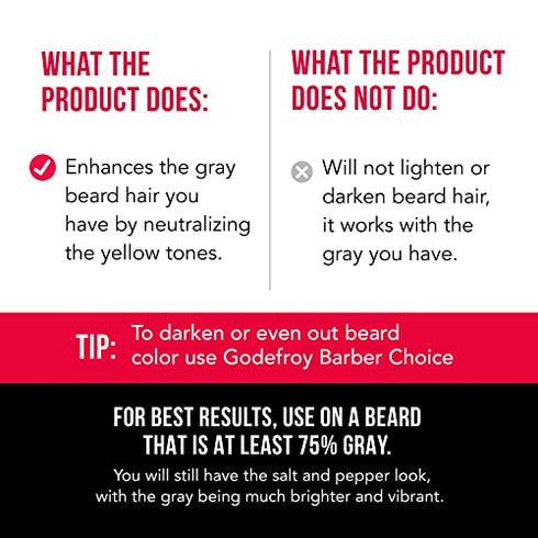 Godefroy Silver Fox Men's Silver And Gray Beard Brightener For Caucasian Hair Types, 3 Fluid Ounce