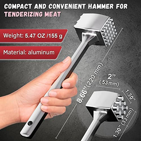 Meat Tenderizer 1 pcs - Aluminium Meat Mallet - Dual-Sided Meat Tenderizer Tool Kitchen Meat Pounder Home Meat Hammer for Tenderizing Ice Steak - Stainless Veal & Chicken Safe Meat Beater 1309479