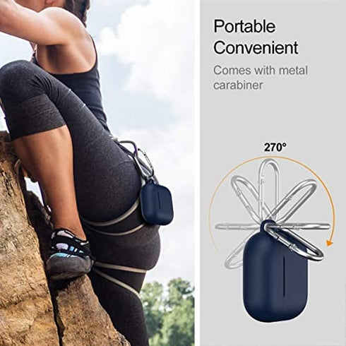 Compatible with AirPods 3 Case Cover Silicone Protective Case Skin for Airpods 3rd Generation Charging Case 2021 (Front LED Visible) Navy Blue