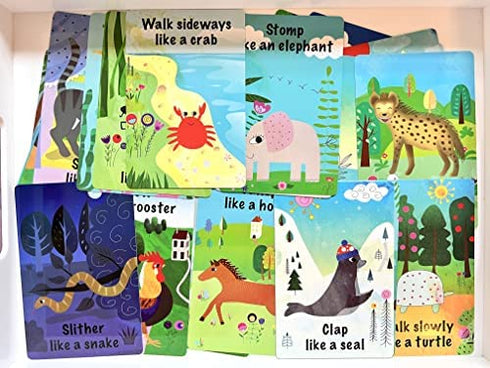 Animal Action Cards. 25 Engaging cards. Movement game for kids.