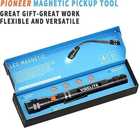 VIBELITE Extendable Magnetic Flashlight with Telescoping Magnet Pickup Tool-Cool Gadgets Gifts Idea & Valentines Day Birthday Gifts For Men, Husband, Dad, Father, Mechanic, Tech, Handyman, Him, Women