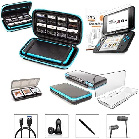 Orzly 2DSXL Accessories, Ultimate Starter Pack for New Nintendo 2DS XL (Bundle Includes: Car Charger/USB Charging Cable/Console Case/Cartridge Cases & More. (See Full Description for Details)