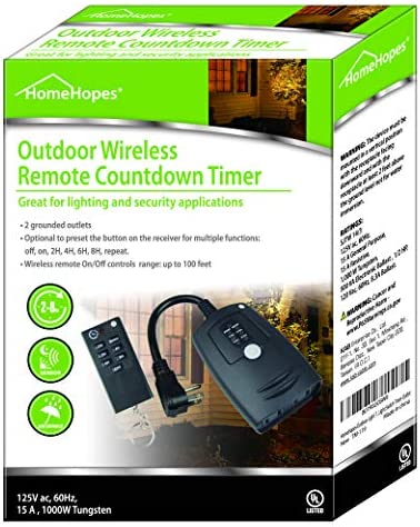 HomeHopes Outdoor Light Timer Remote Control, Christmas Light Timer Switch Outlet, Automatic Light Switch Timer Outlet