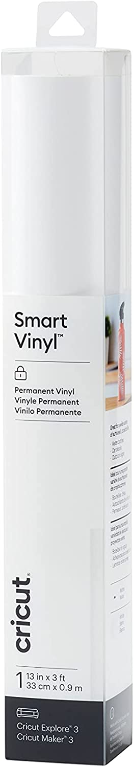Cricut Smart Permanent Vinyl (13in x 3ft, White) for Cricut Explore 3 and Maker 3, Create DIY Projects, Decals, Stickers & More, All-Weather & Fade-Proof, Ideal for Outdoor Use