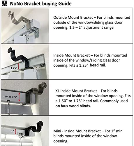 NONO Bracket - Outside Mounted Blinds Curtain Rod Bracket Attachment (Brass Set of 3)