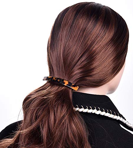 FSMILING 4"long Skinny Hair Barrettes Large Automatic Hair Clip Tortoise Shell Hair Accessories For Women Girls Thick Hair,4 Color Available (4 Packs)