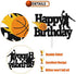 Basketball Cake Topper Happy Birthday Sign Basketball Player Scene Themed for Man Boy Birthday Party Supplies Double Sided Black Sparkle Decorations