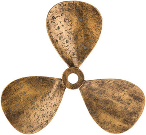 Nautical Ship Propeller Metal Home Wall Decor Distressed Finish, Bronze, brown, gold, 14"