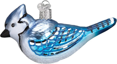 Old World Christmas 16121 Bird Watcher Collection Glass Blown Ornaments for Christmas Tree Bright Blue Jay 2.0