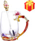 Goodking Enamels Coffee Mug Flower Glass Tea Cups with Spoon, Best Christmas Birthday Gifts For Women Grandma Mom Teachers Friend Wife 12oz