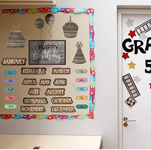 58 Pieces Happy Birthday Decorations for Classroom Mini Bulletin Board Set for Students, Birthday Banner Poster Accents for School Kids