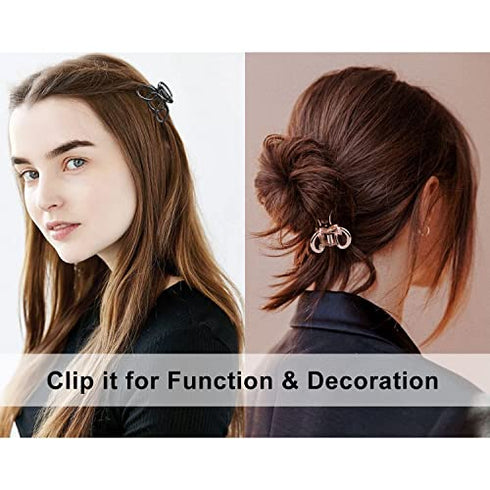 Small Hair Clips Metal Hair Claw Clips for Women Girls, 2 Inch Medium Claw Clips for Thin/Medium Thick Hair, Non Slip Hair Jaw Clips Strong Hair Clamps for Fine Hair (Black, Silver, Gold, Rose Gold)