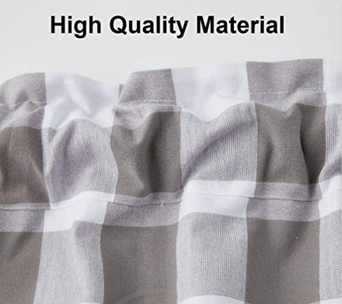 2 Pack Buffalo Check Plaid Cotton Window Valances White and Grey Farmhouse Design Window Treatment Lined Decor Curtains Rod Pocket Valances for Kitchen/Living Room 16" x 56"