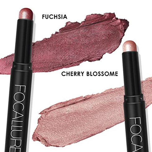 FOCALLURE 2 Pcs Shimmer Cream Eyeshadow Stick,Brightener Eyeshadow Pencil Crayon,Highlighter Eye Shadow Stick Sets with Crease-proof Formula,Long Lasting Waterproof Eye Shadow Make Up,Blossom