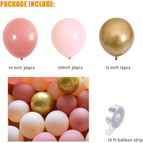 Beaumode DIY Boho Dusty Rose Blush Balloon Garland Arch Kit for Baby Shower Girls Birthday Bridal Shower Backdrop Party Balloon Decoration (Dusty Pink)