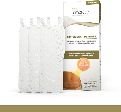 Embrace Active Scar Defense for New Scars, FDA-Cleared Silicone Scar Sheets, 6.3 Inch, X-Large, 30 Day Supply