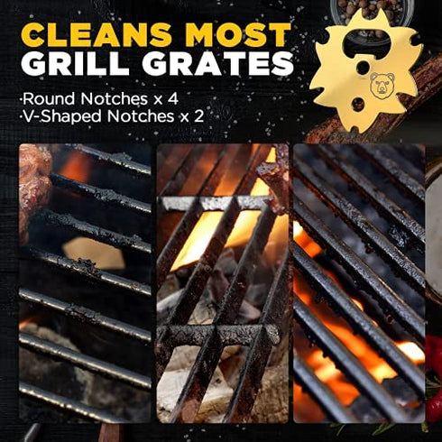Grill Scraper BBQ Stocking Stuffer - Kitchen Gadgets Accessories Gifts for Men Women Safe Grate Cleaner Tools with Bottle Opener for Barbeque Cleaning Bristle-Free Must Have Cool Grilling Gifts Ideas
