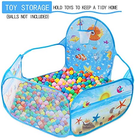 Dressbar Kids Ball Pit with Basketball Hoop Pop Up Children Play Tent, Ocean Pool Baby Playpen ,Portable Toys Gifts for Girls Boys Toddlers 2 3 4 5 6 12 Months Year Old (Balls not Included)