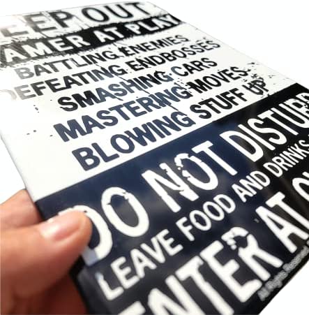Funny Gamer Decor, 'Keep Out Gamers Only' 12" x 8" Tin Signs, Gaming Do Not Disturb Signs, Funny Video Game Signs for Boys Room, Gamer Room Sign, Keep Out Gamers At Play Home and Kitchen Signs,