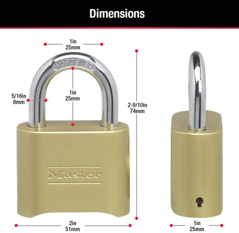 Master Lock 175D Locker Lock Set Your Own Combination Padlock, 1 Pack, Brass Finish