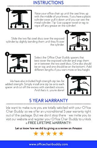 Office Chair Buddy - Fix Your Sinking Office Chair in Minutes - No Tools Needed - Supports up to 500 Pounds