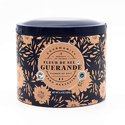 Gourmanity 4.4 oz Fleur De Sel De Guerande, Hand-harvested French Salt Fleur De Sel French Sea Salt, Fleur De Sol Sea Salt From France