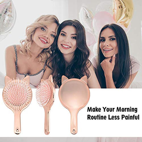 Aethland Toddler Hair Brush and Comb Set, Kids Hair Brush?1pc Detangling Brush for Curly Hair and 1Pc Rainbow Color Hairdressing Comb Set for Fine Thick Hair