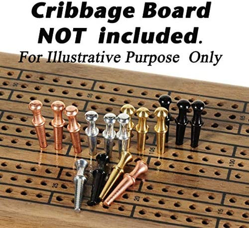 Cribbage Pegs Friends and Family Pack - Premium Metal Cribbage Pegs Set of 72 in Four Colors; 1? Tall; Fit 1/8 Holes, Red Velveteen Pouch, Bundled Items