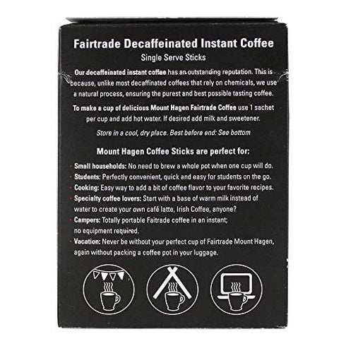 Mount Hagen Organic Instant Decaf Single Serve, Dark Chocolate, 25 Count, 1.76 Ounce