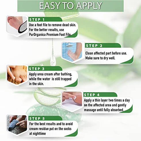 PurOrganica Urea 40% Foot Cream - No Pumice Stone - Callus Remover - Moisturizes & Rehydrates Thick, Cracked, Rough, Dead & Dry Skin - For Feet, Elbows and Hands - Made in USA
